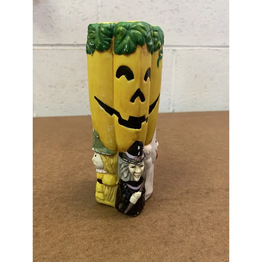 Vintage Halloween 7 Inch‎ Candle Holder Ghost Pumpkin Witch